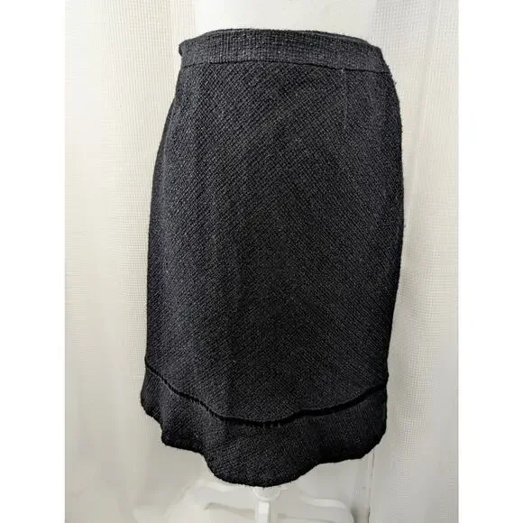 THE GAP! LUXE BLACK NUBBY WOOL BLEND, VELVET RIBBON DETAILED PENCIL SKIRT! SZ 2 - Picture 3 of 7